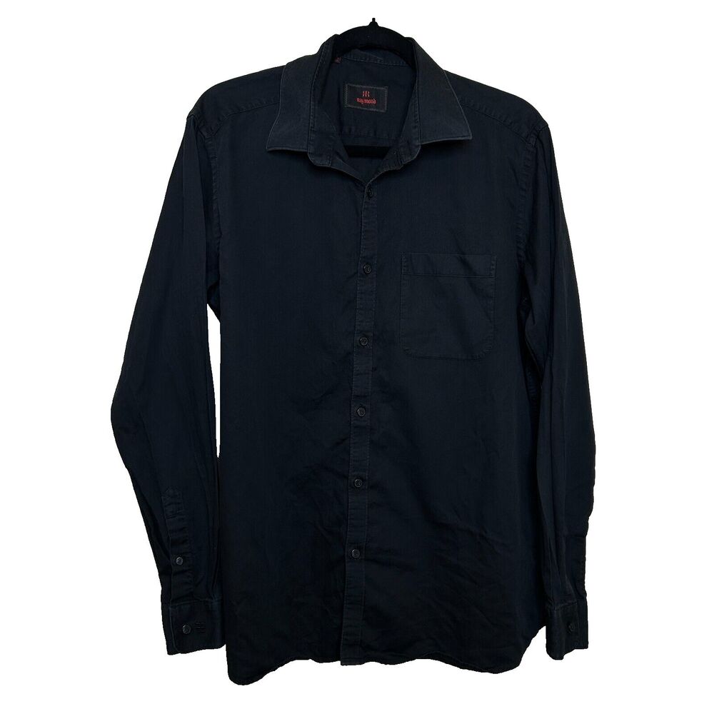 Raymond Men’s Long Sleeve Black Medium Corduroy Button Up Shirt Dress Night Club